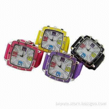 Unique trendy big Europe design unisex square Japan movement wholesale gift silicone watch